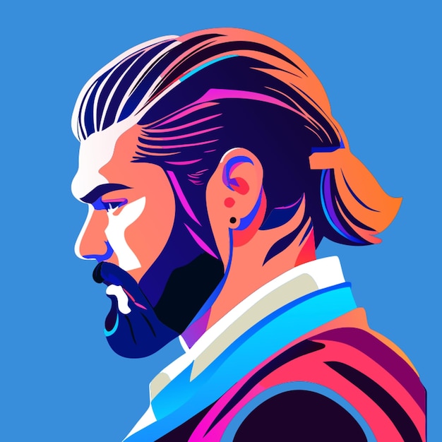 Style plise perde mullet guy vector illustration