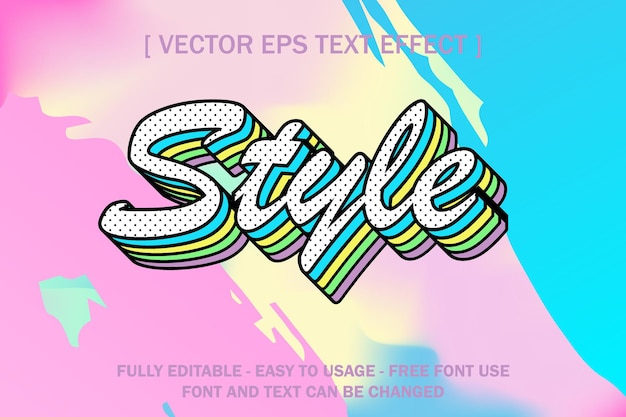 Vector style pop art with holographic color background editable text effect text style
