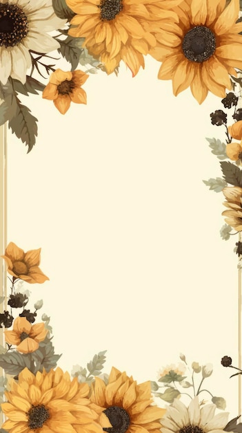 Vector style sunflower border