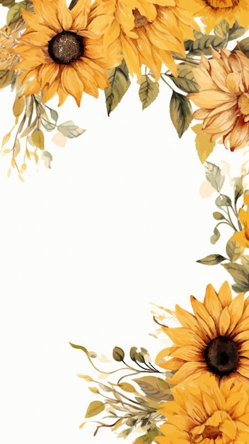 Vector style sunflower border