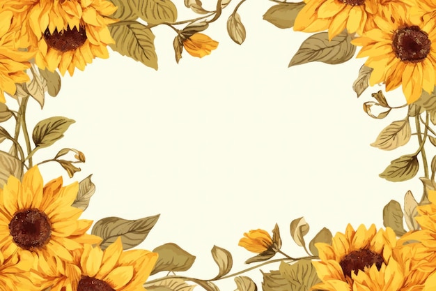 Vector style sunflower border