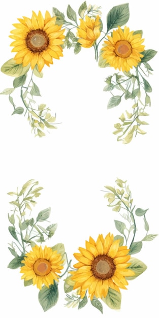 Vector style sunflower border