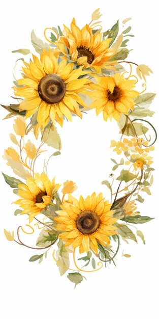 Vector style sunflower border