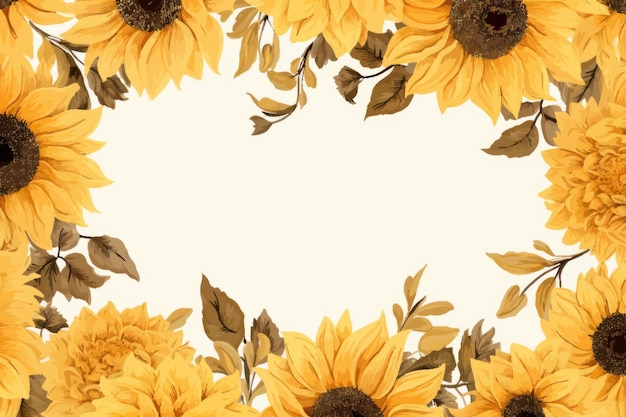 Vector style sunflower border