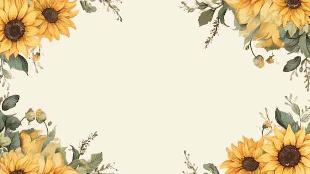 Vector style sunflower border