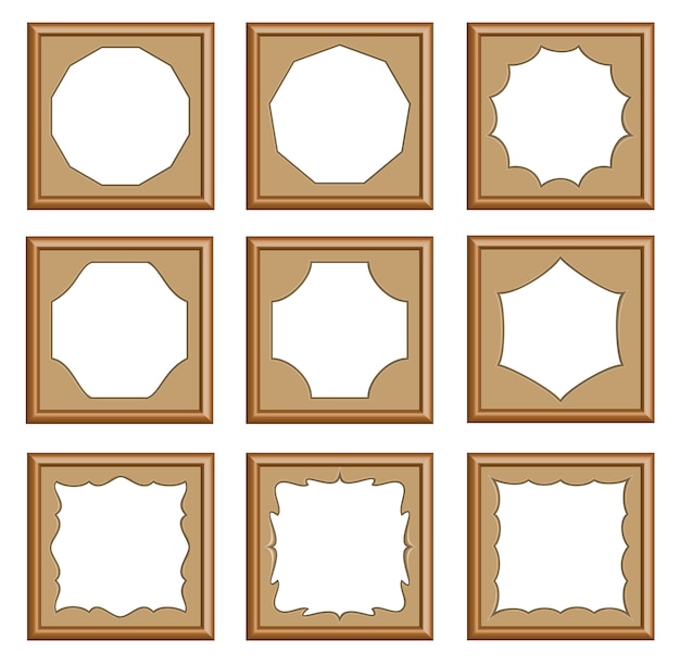 Vector style of wood carved frame