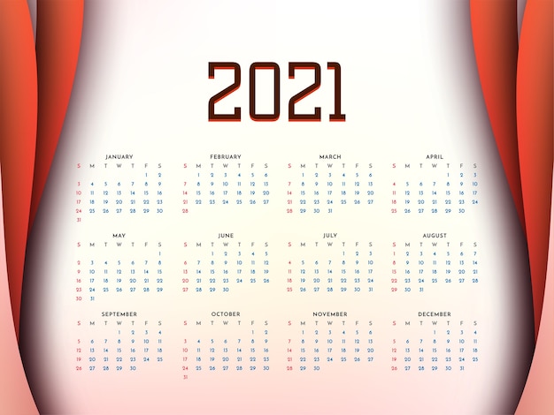 Elegante design del calendario del nuovo anno 2021