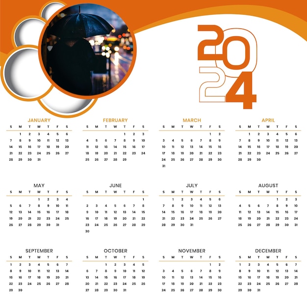 stylish 2024 new year calendar template design