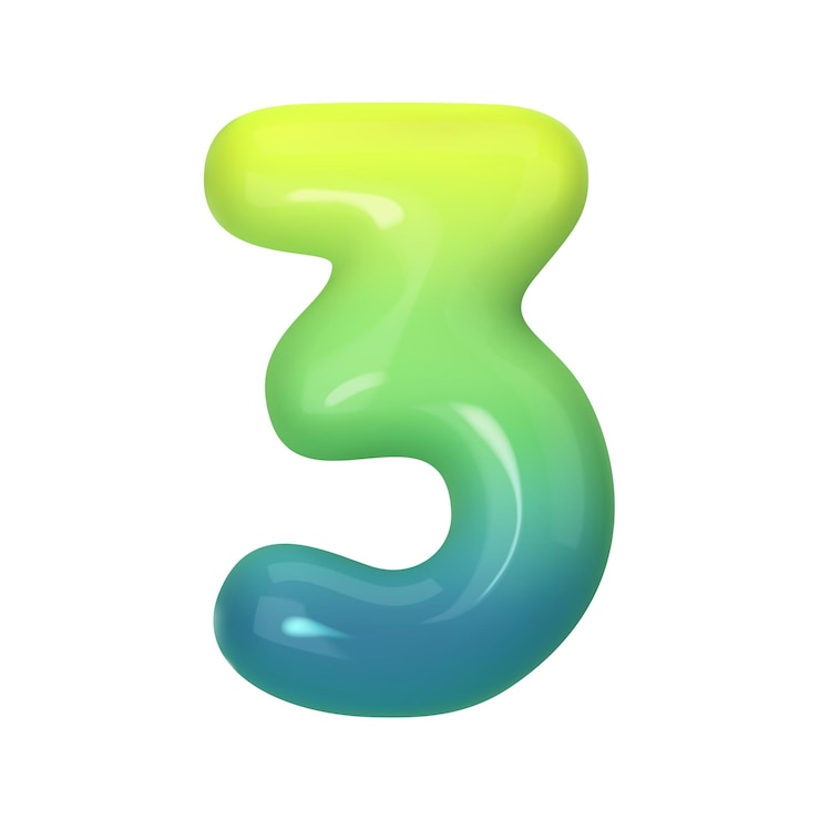 Vector stylish 3d number 3 with greenblue gradient modern vibrant and abstract perfect for digital art graphic design and creative projects vector illustration