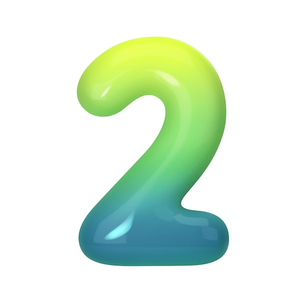 Stylish 3D nummer 2 met groene blauwe gradiënt Moderne levendige en abstracte Perfect voor digitale kunst grafisch ontwerp en creatieve projecten Vector illustratie