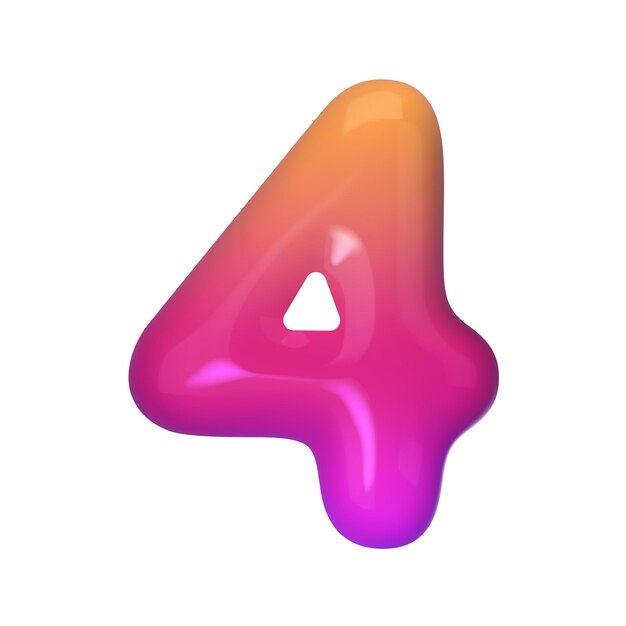 Stylish 3D nummer 4 met rode en paarse gradiënt Moderne levendige en abstracte Perfect voor digitale kunst grafisch ontwerp en creatieve projecten Vector illustratie