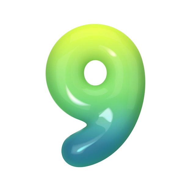 Stylish 3D nummer 9 met groene blauwe gradiënt Moderne levendige en abstracte Perfect voor digitale kunst grafisch ontwerp en creatieve projecten Vector illustratie
