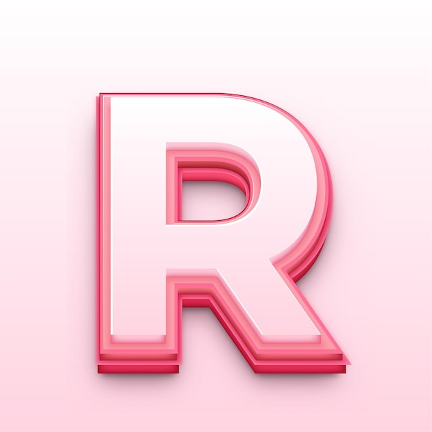 スタイリッシュな 3D ピンクの文字 R アイコン