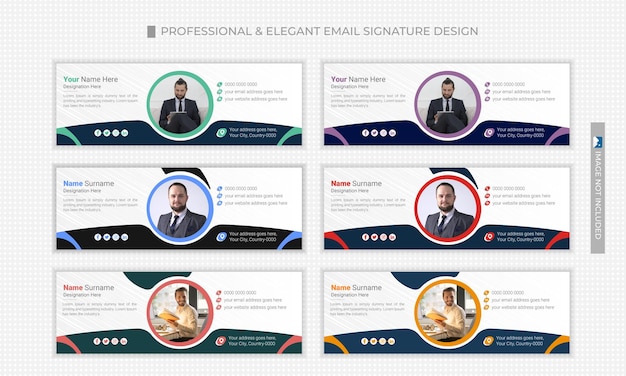 Modello di design della firma e-mail elegante e astratto