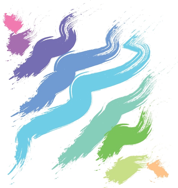 Stylish abstract zigzag brush stroke collection colored on white background