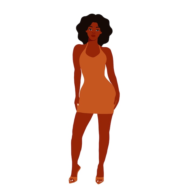 Vector stylish afro black woman in elegant art style vector