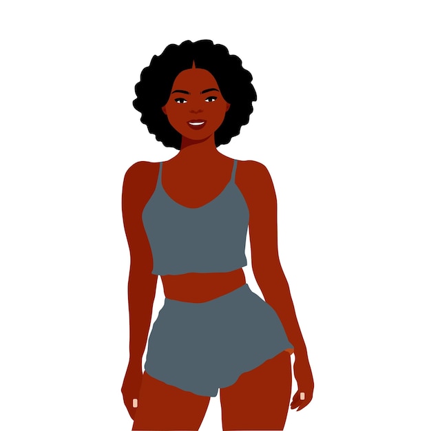 Vector stylish afro black woman in elegant art style vector