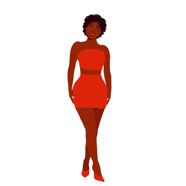 Stylish afro black woman in elegant art style vector