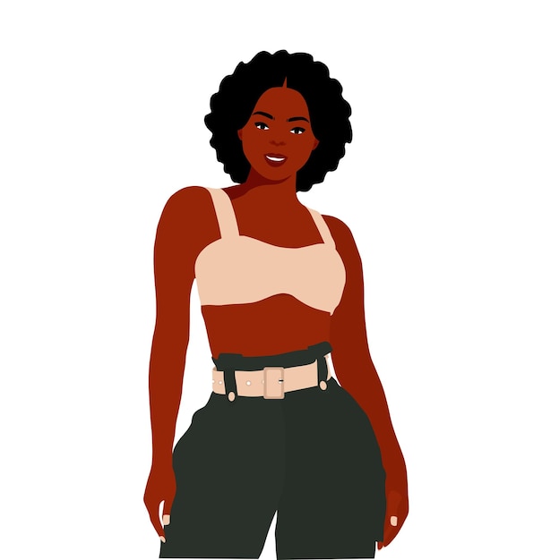 Vector stylish afro black woman in elegant art style vector