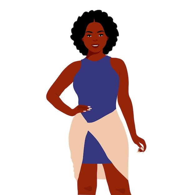 Stylish afro black woman in elegant art style vector