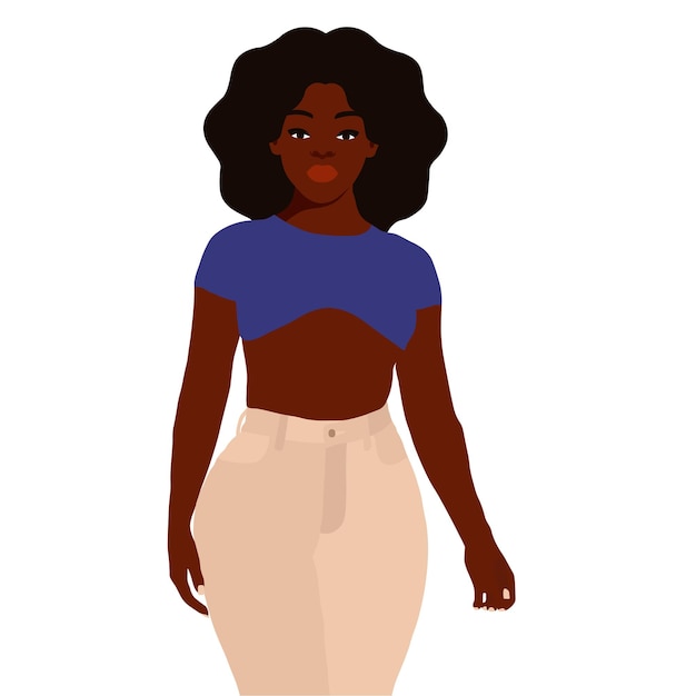 Stylish afro black woman in elegant art style vector