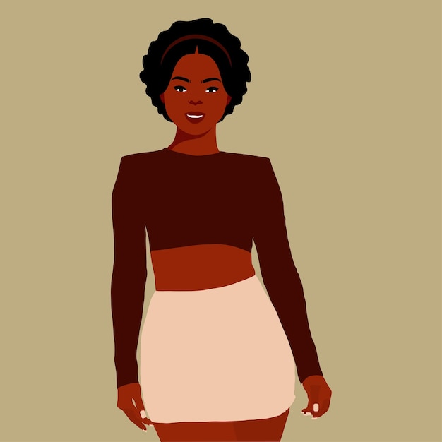 Stylish afro black woman in elegant art style vector