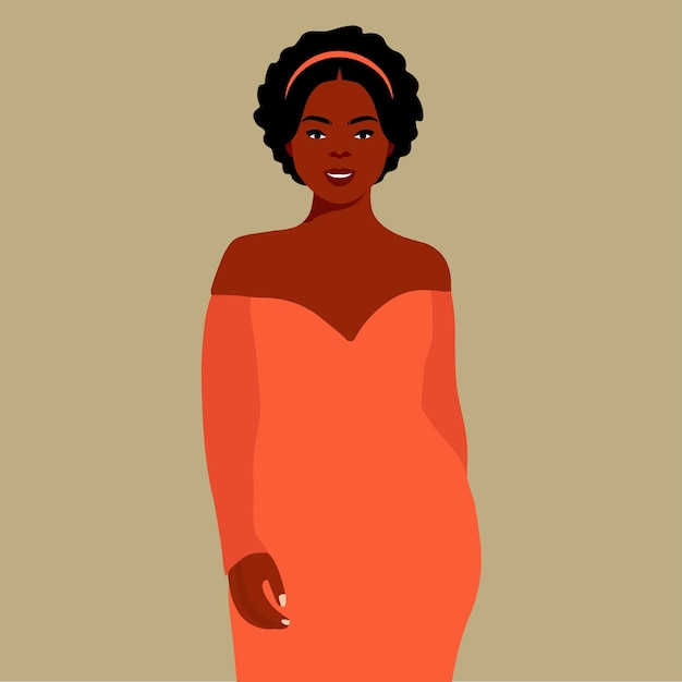 우아한 아트 스타일의 터로 세련된 아프로 흑인 여성