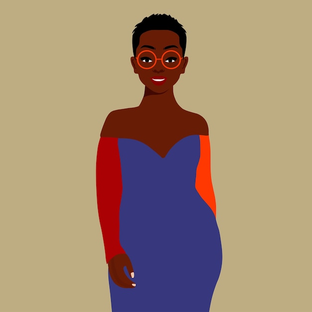 Vector stylish afro black woman in elegant art style vector