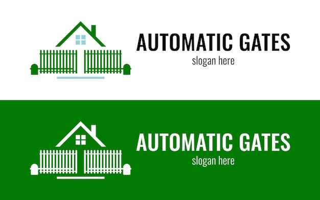 Stylish automatic gate logo Sliding gate system Vector