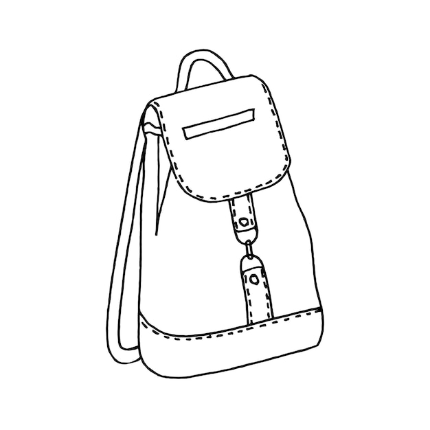 Stylish backpack handdrawn on a white background