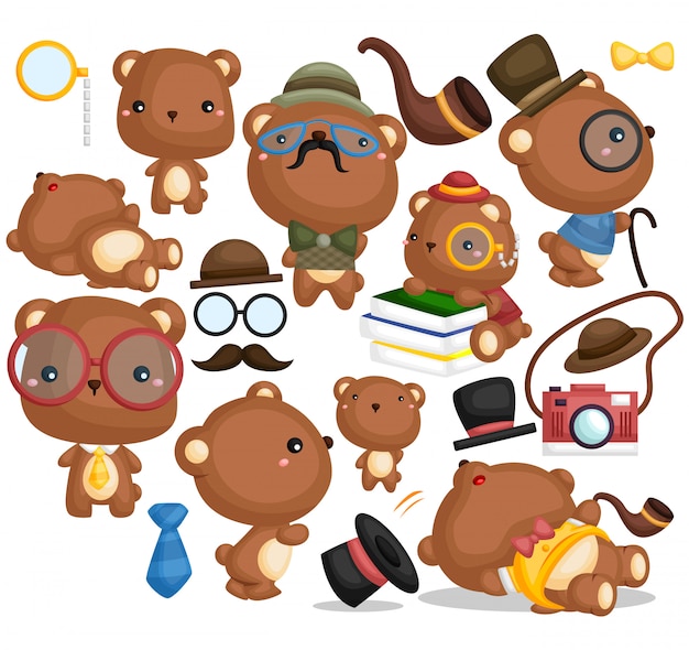 Stylish bear image set