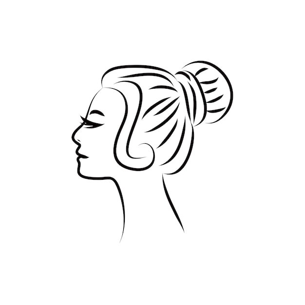 stylish beauty girl side view model fashion salon logo design