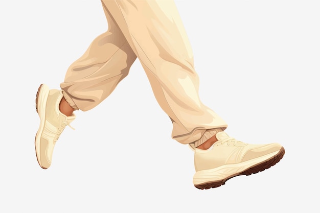 stylish beige sneakers in motion