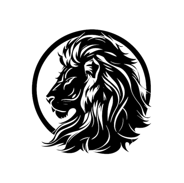 Elegante logo leone nero su sfondo bianco vettore