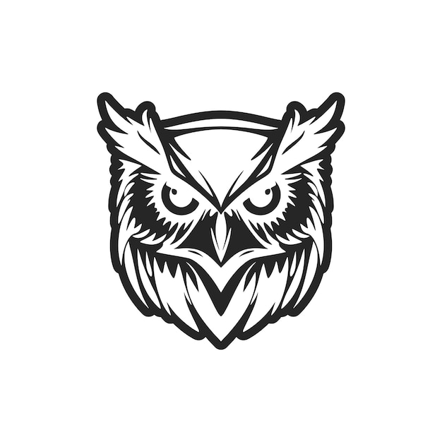 Stylish black owl logo Isolated on a white background