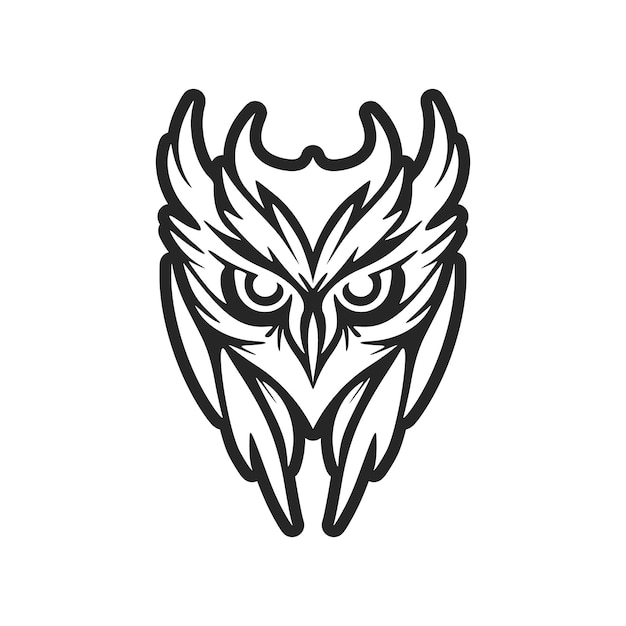 Stylish black owl logo Isolated
