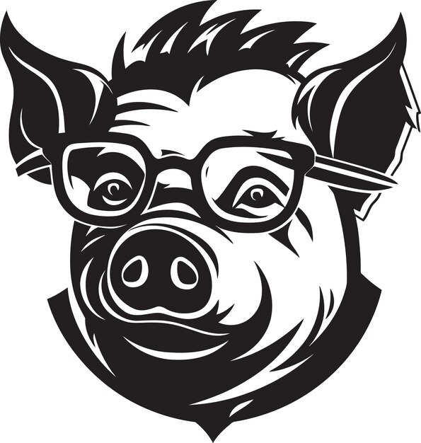 Vector stylish black pig logo noir swine vector symbol