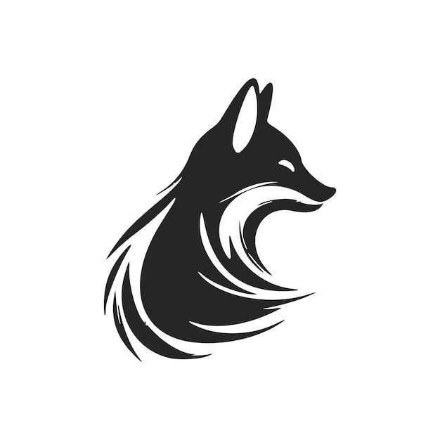 Vector stylish black and white fox head vector logo design