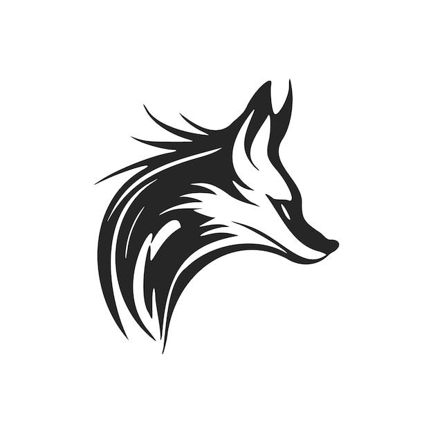 Stylish black and white fox vector logo design