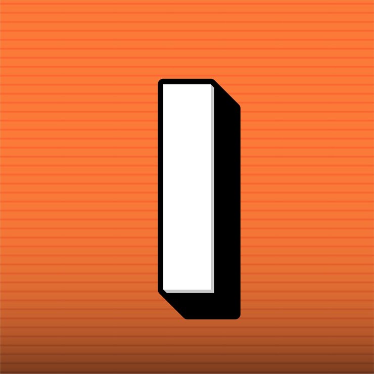 Vector stylish black and white letter i icon with customizable orange background