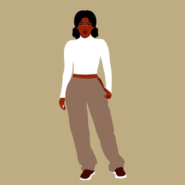 Vector stylish black woman in elegant art style vector