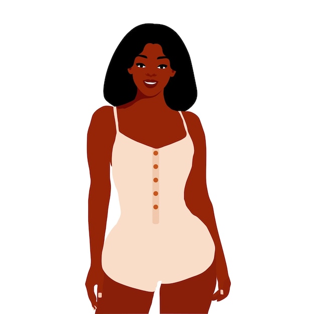 Vector stylish black woman in elegant art style vector