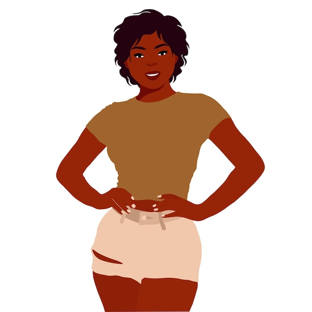 Stylish black woman in elegant art style vector