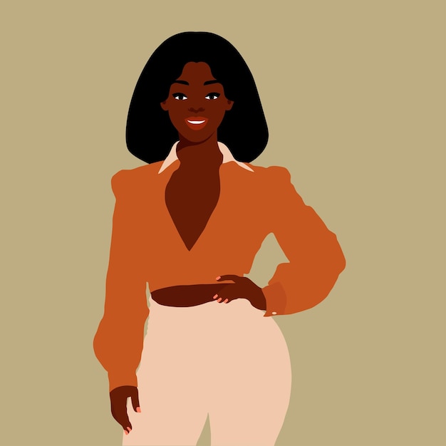 Vector stylish black woman in elegant art style vector