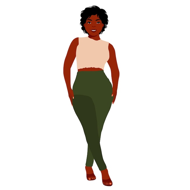エレガントなアートスタイルのベクトルでスタイリッシュな黒人女性