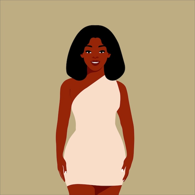 Vector stylish black woman in elegant art style vector