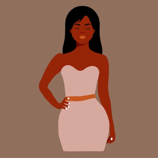 Stylish black woman in elegant art style vector