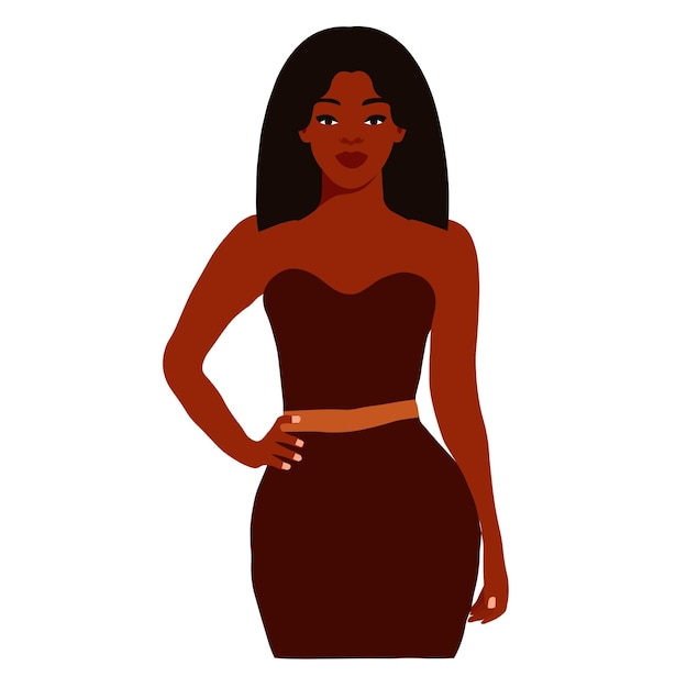 Stylish black woman in elegant art style vector