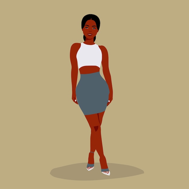 Стильная чернокожая женщина в элегантном стиле искусства вектор