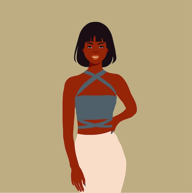 Vector stylish black woman in elegant art style vector